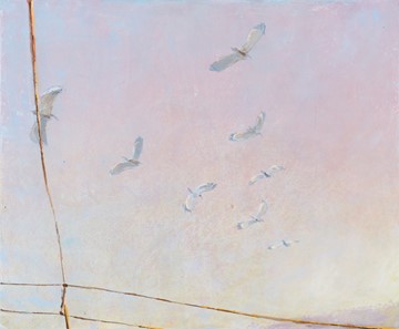 George Haynes, Ibis Echelon, 2022, oil on canvas, 102 x 122cm