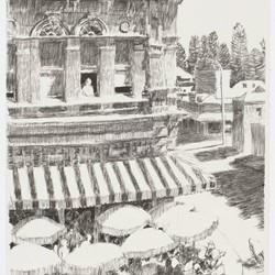 George Haynes, Across at Papa's,1995, lithograph on paper, 76 x 57cm, ed. 50