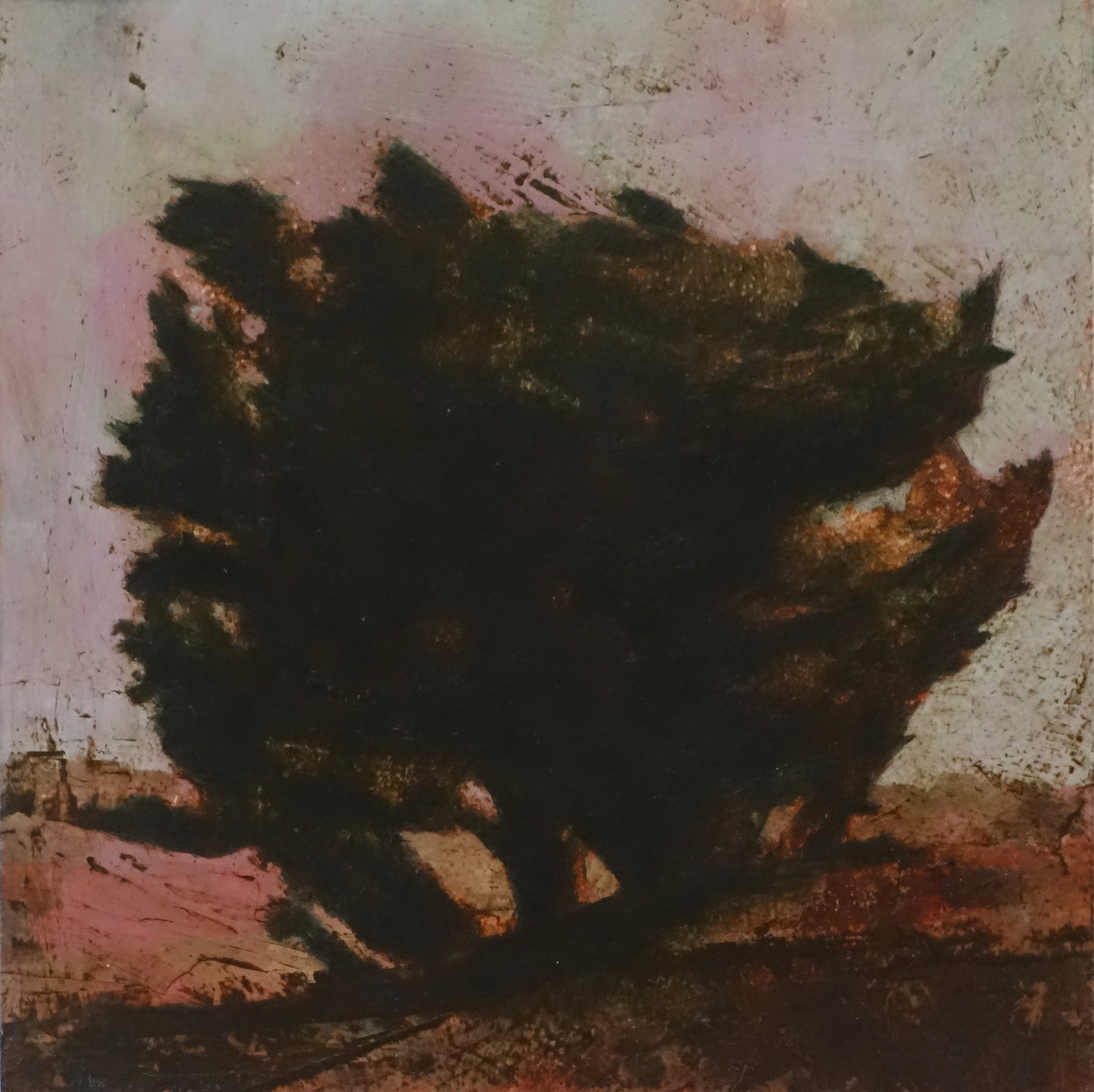 Merrick Belyea, Bellarine Trees 2, oil on board, 30 x 30cm