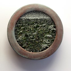 Tony Windberg, Sojourner, 2018, ink under glass, synthetic turf, copper plate on wood, 14 x 14 x 4cm.jpg