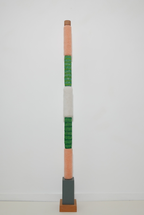 Theo Koning, Roller Stack, 2017, paint on wood and synthetic material, 141 x 12.5 x 12.5cm
