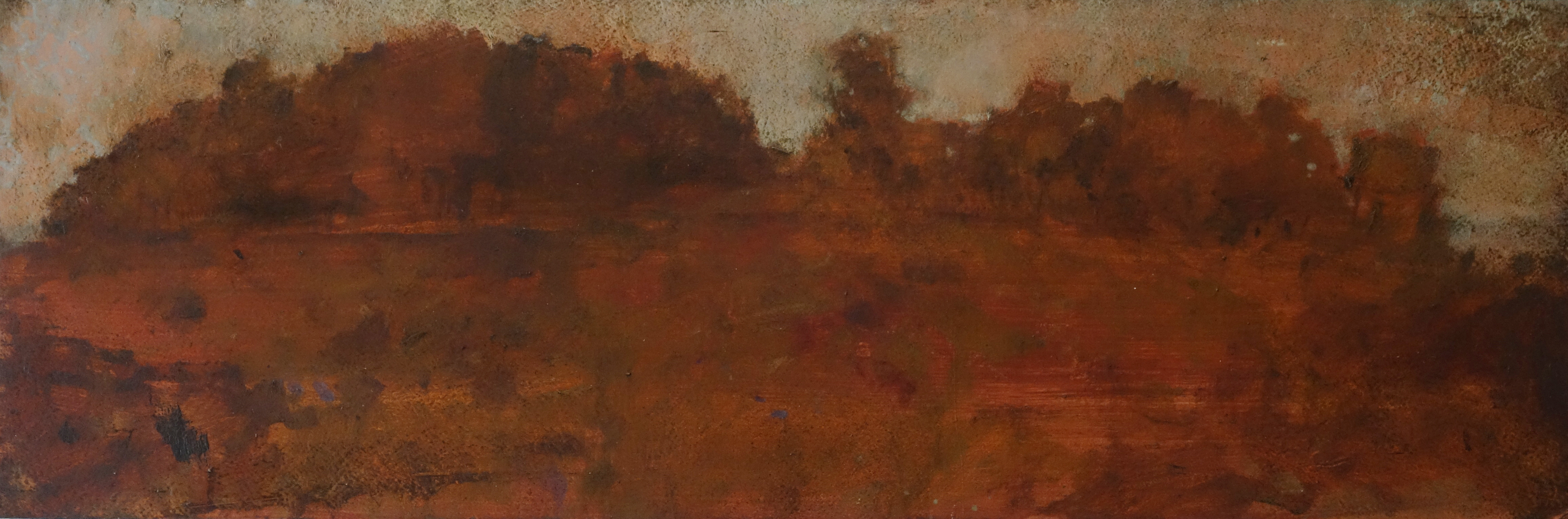 Merrick Belyea, The Copse #1, 2017, oil on board, 30 x 90cm. University of Western Australia