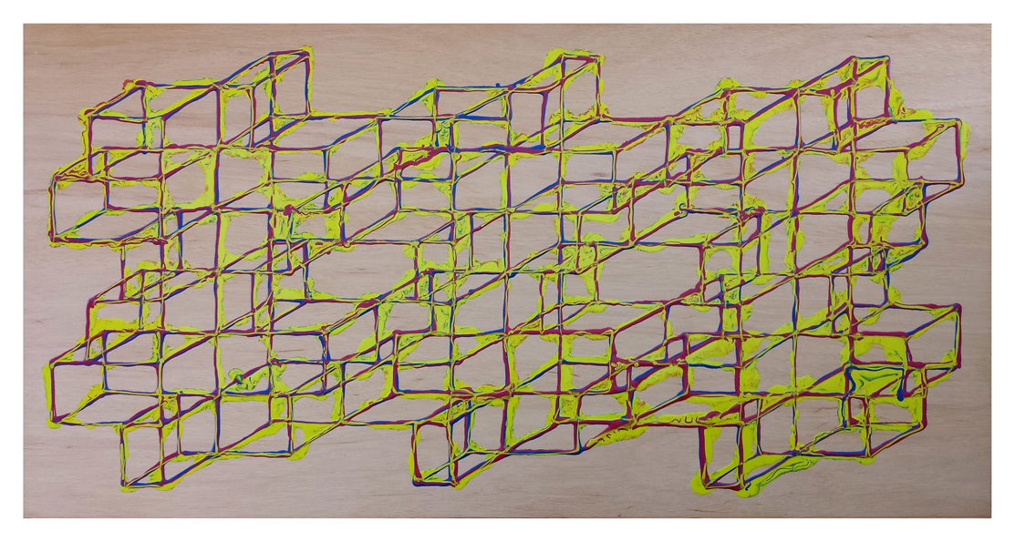 Alex Spremberg, Liquid Geometry 12, enamel on wood, 61 x 118 x 3cm