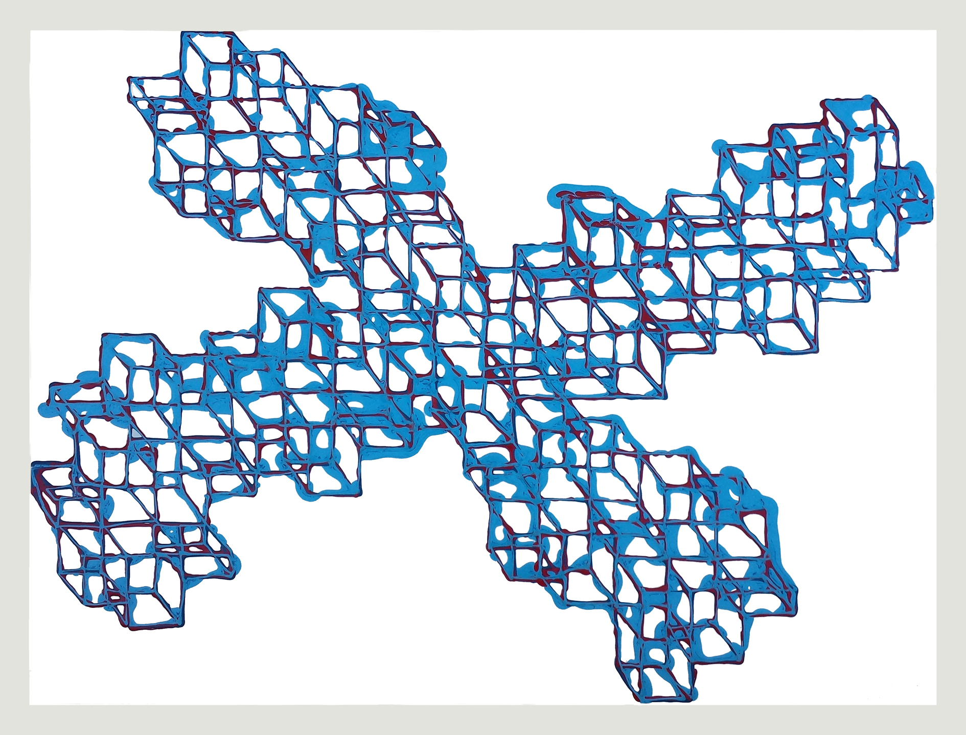 Alex Spremberg, Liquid Geometry 14, enamel on wood, 90 x 120 x 3cm