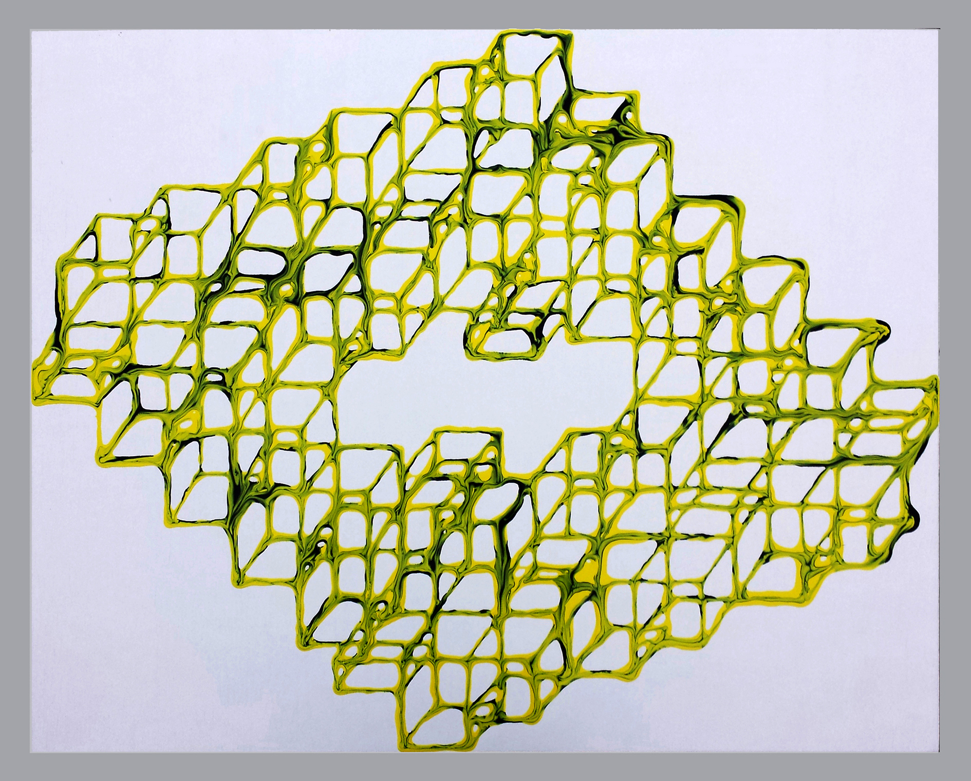 Alex Spremberg, Liquid Geometry 19, enamel on wood, 90 x 120 x 3cm