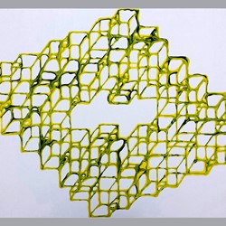Alex Spremberg, Liquid Geometry 19, enamel on wood, 90 x 120 x 3cm