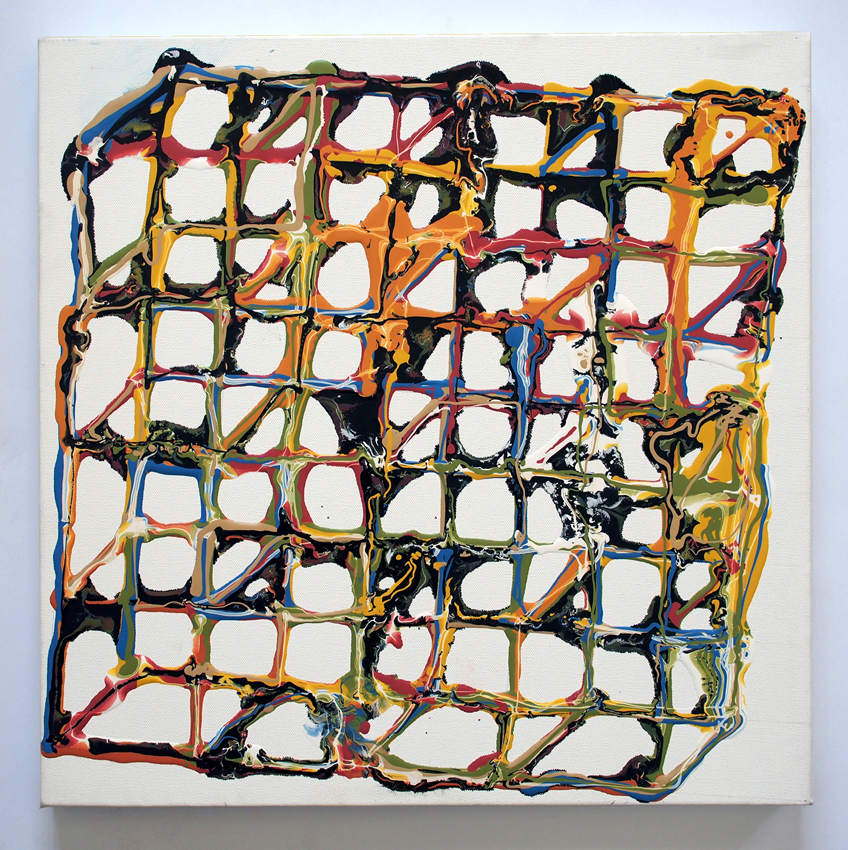 Alex Spremberg, Liquid Geometry 1, enamel on canvas, 60 x 60x 3cm
