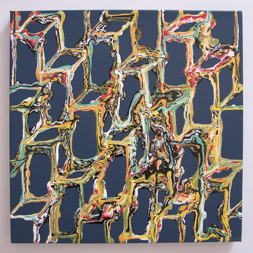 Alex Spremberg, Liquid Geometry 2, enamel on canvas, 60 x 60 x 3cm