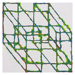 Alex Spremberg, Liquid Geometry 6, enamel on MDF, 60 x 60 x 3cm