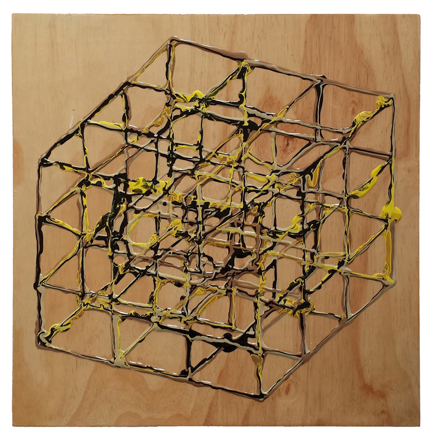 Alex Spremberg, Liquid Geometry 9, enamel on plywood, 60 x 60cm