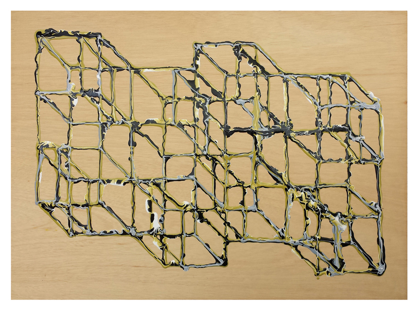Alex Spremberg, Liquid Geometry 11, enamel on plywood, 61 x 84cm