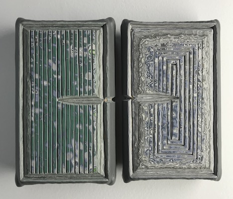 Andre Lipscombe, Twins (Bicameral Painting), 2017-2018, acrylic paint on wood (diptych), 20 x 24.4 x 3.5cm