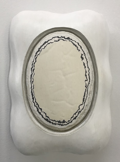 Andre Lipscombe, Arrangement in White and Grey 1, 2016-18, acrylic paint on wood, 30 x 26 x 5cm