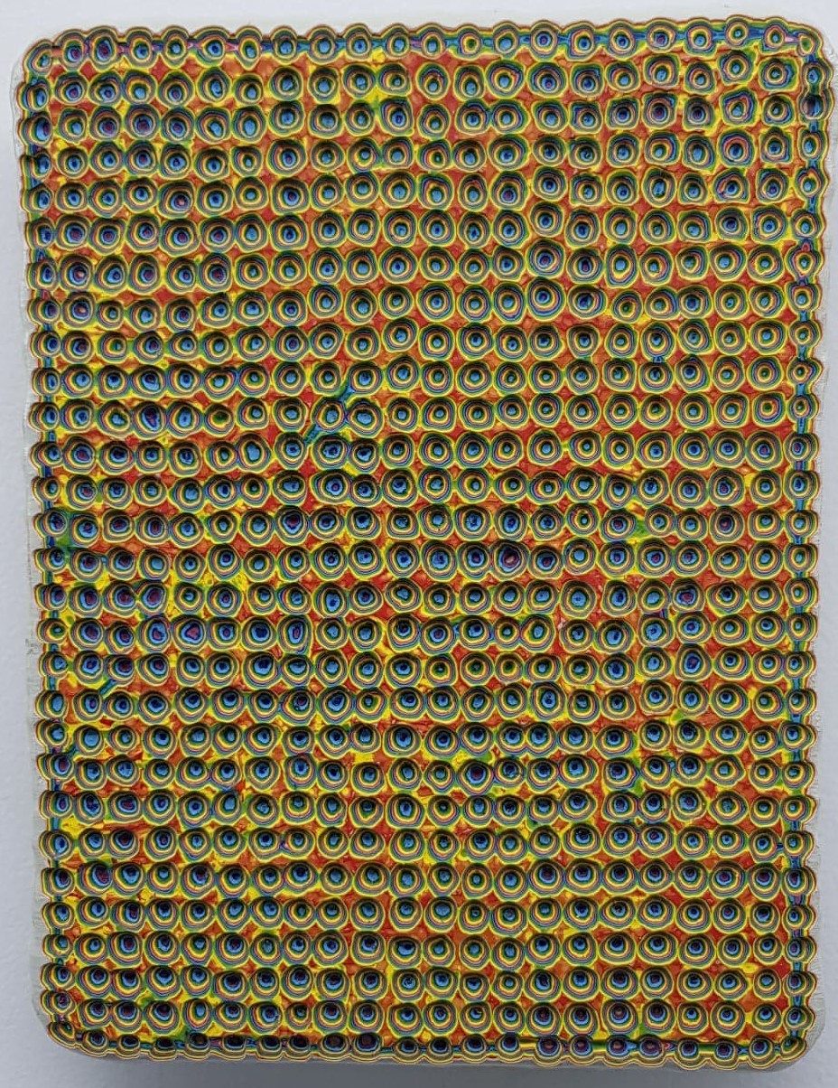 Andre Lipscombe, Painting with Chromatophores, 2018, acrylic paint on wood, 30 x 23 x 3cm