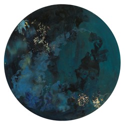 Angela Stewart, Sapience 8, 2017, acrylic and oil on board, 75cm diameter