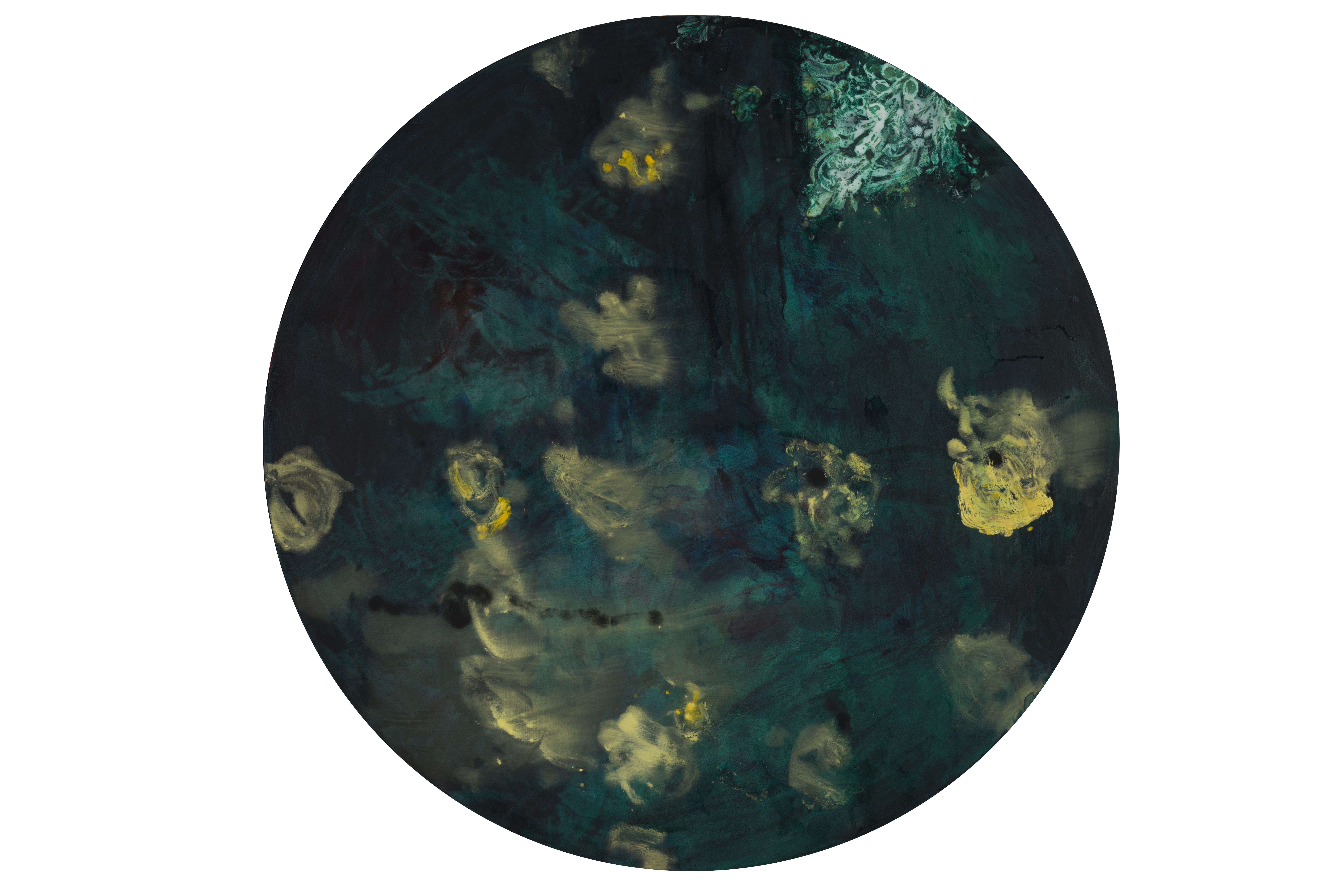 Angela Stewart, Sapience 5, 2017, acrylic and oil on board, 75cm diameter