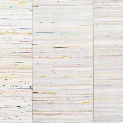 Eveline Kotai, Trace Elements, 2016, acrylic, nylon thread, linen, 120 x 60cm each, 5 panels. Art Gallery of Western Australia