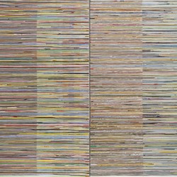 Eveline Kotai, Middle Ground, 2016, acrylic, nylon thread, linen, 152 x 91cm each (2 panels)