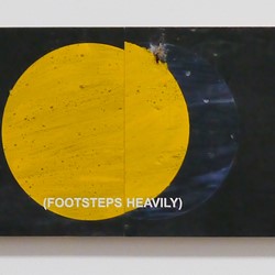 Jurek Wybraniec, Yellow 6, 2017, laser etched form ply, paint filled text, synthetic polymer and urethane paint, 21.5 x 160.5 x 1.8cm. University of Western Australia