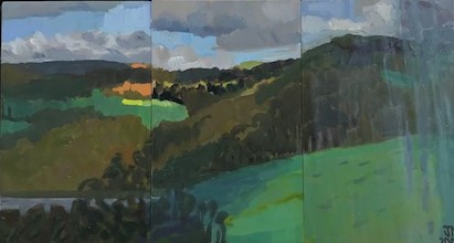 Jane Martin, Lowden Triptych, 2017, oil on board, 32 x 20cm each (3 panels)