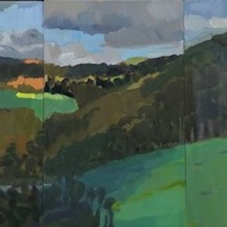Jane Martin, Lowden Triptych, 2017, oil on board, 32 x 20cm each (3 panels)