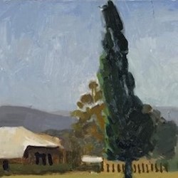 Jane Martin, The House on the Hill, 2018, oil on board, 20 x 33cm