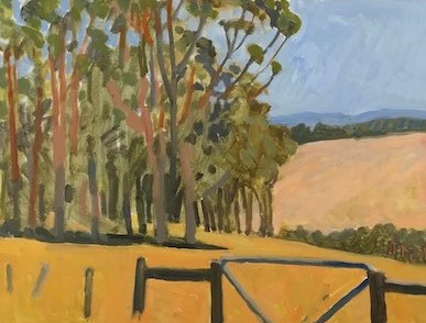 Jane Martin, Gold Summer, 2018, oil on board, 30 x 40cm