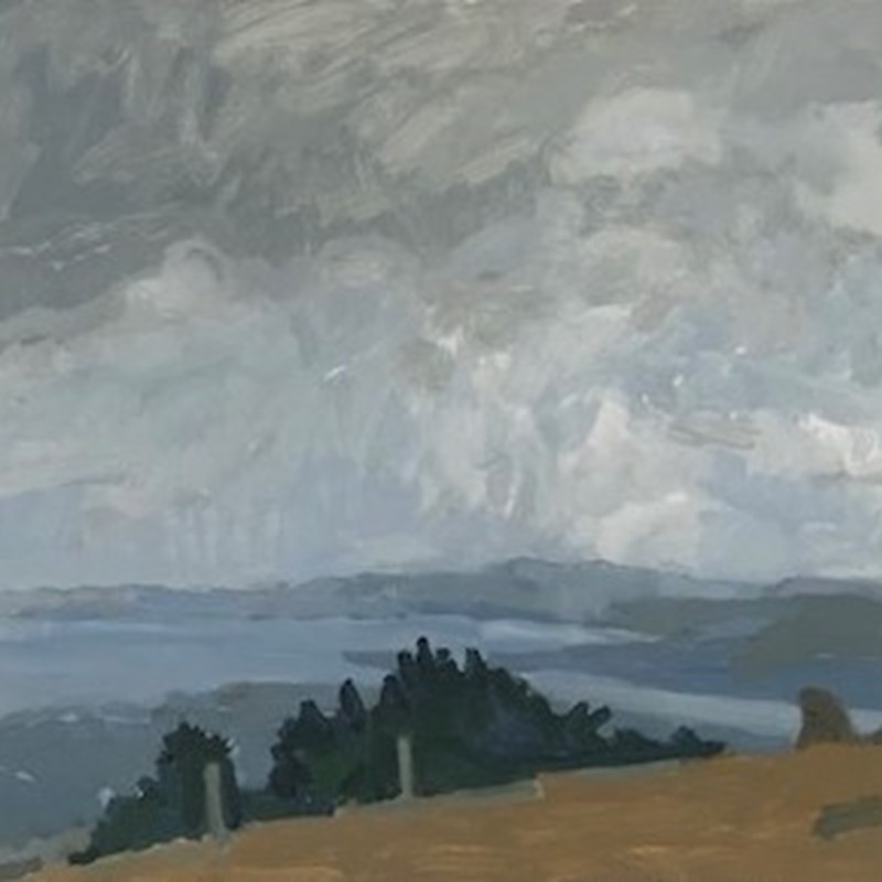 Jane Martin, Grey Summer, 2018, oil on board, 30 x 40cm