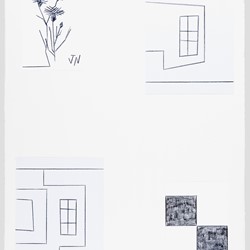 John Nixon, Flower, Window, Window II, Two Black Squares-Two Whole Squares, coloured pencil on paper, 75 x 56cm