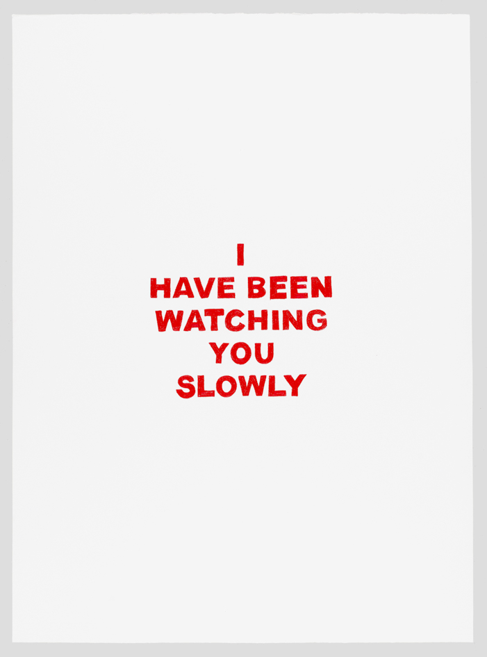 Olga Cironis, I Have Been Watching You Slowly, red oil pencil on paper, 75 x 56cm