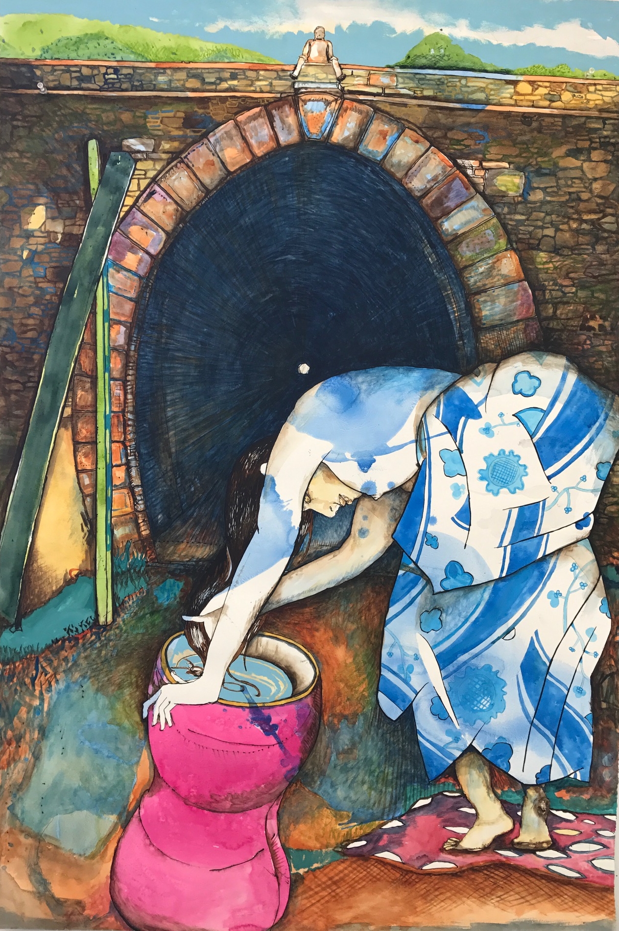 Antony Muia, Untitled, 2018, mixed media on paper, 120 x 80cm