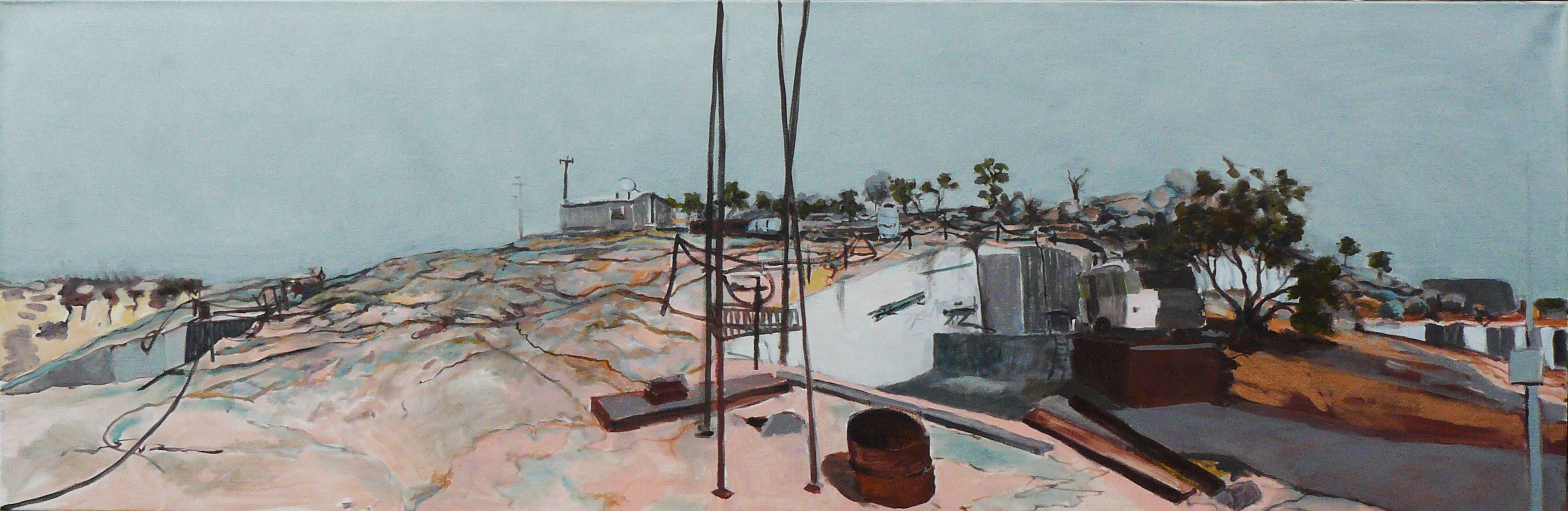 Tim Burns, Post Industrial Sacred Site (Pit 4), acrylic on canvas, 61 x 183cm