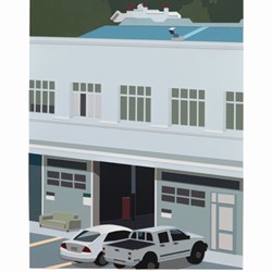Joanna Lamb, Factory, 2018. acrylic on paper, 44 x 32cm