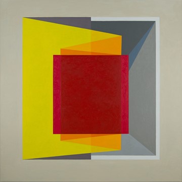 Caspar Fairhall, Folded Cube, 2017, oil on Belgian linen, 137 x 137cm