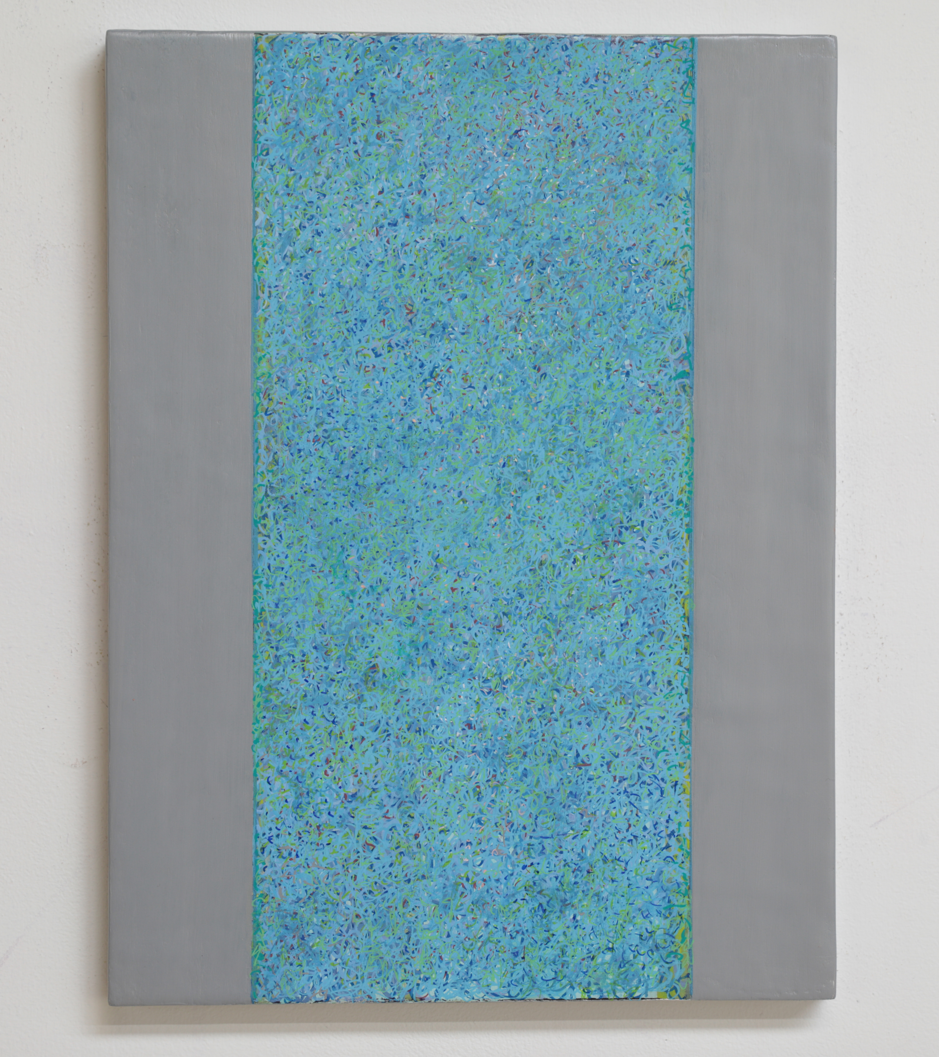 Michele Theunissen, glimpsed #4 (turquoise), 2016, artists inks, acrylic, posca pens on canvas, 40 x 30cm