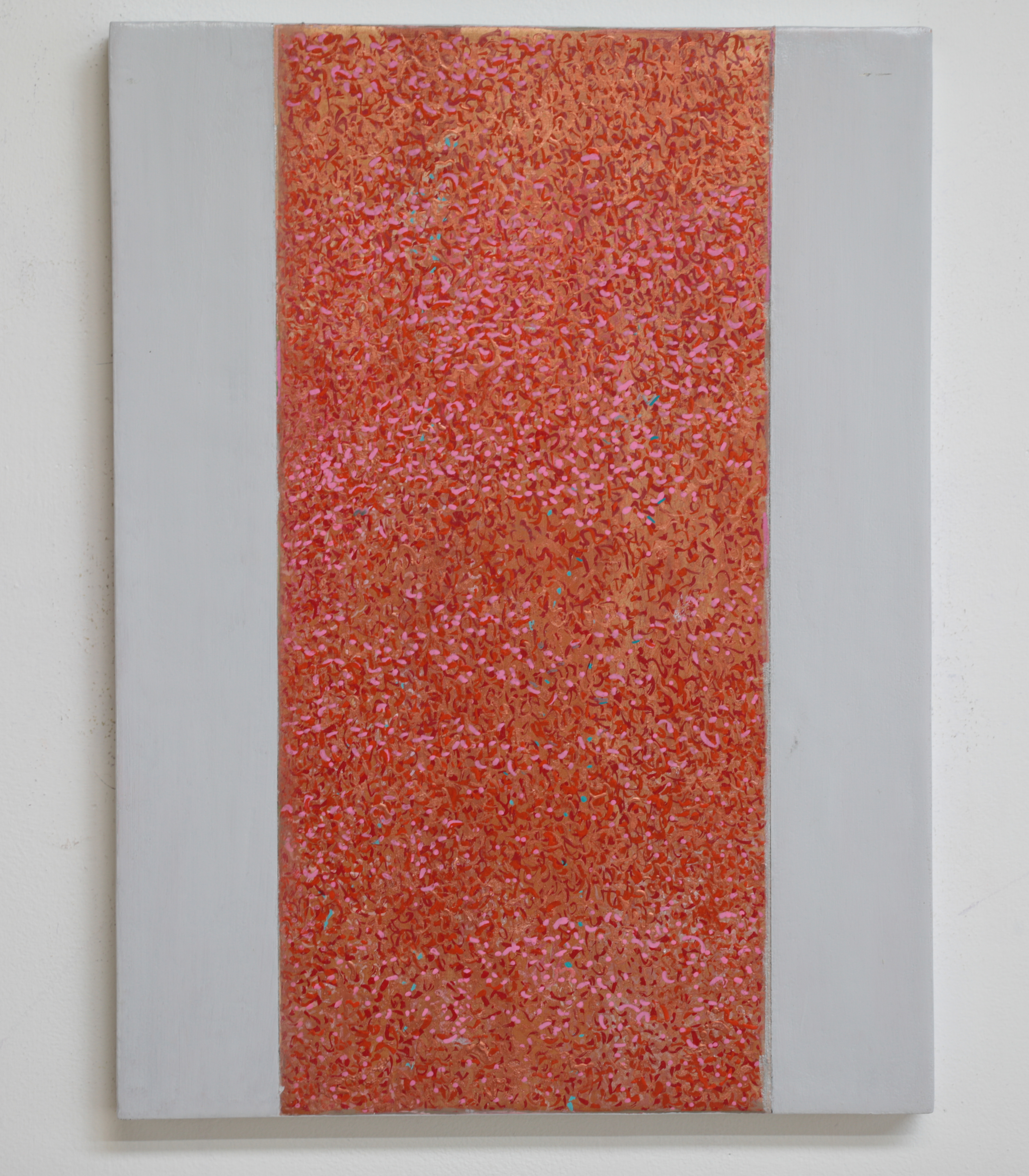 Michele Theunissen, Glimpsed #5 (Red), 2016, artist inks, acrylic and Posca pen on canvas, 40 x 30cm