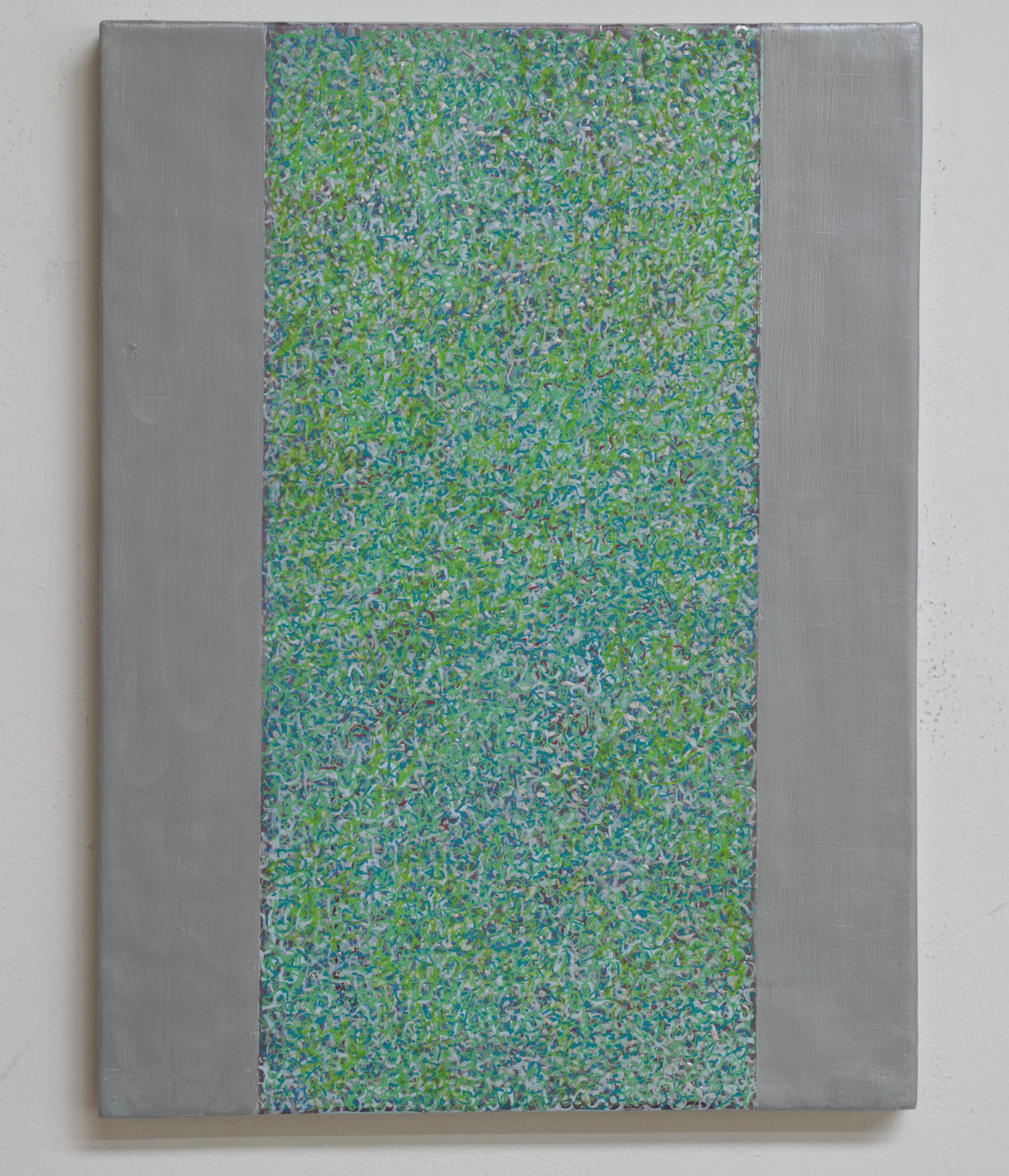 Michele Theunissen, glimpsed #6 (green), 2016, artists inks, acrylic, posca pens on canvas, 40 x 30cm