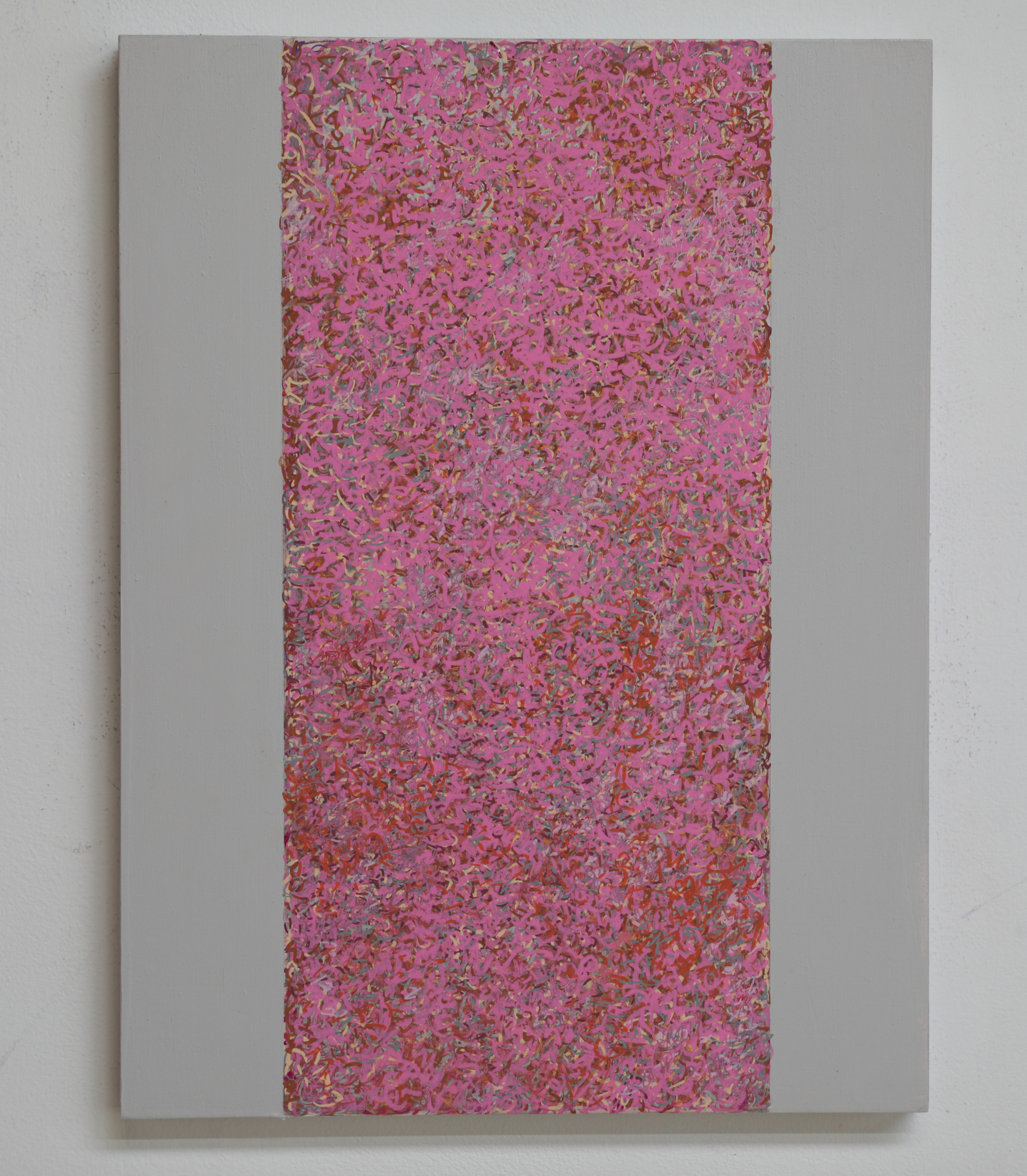 Michele Theunissen, glimpsed #10 (pink), 2016, artists inks, acrylic, posca pens on canvas, 40 x 30cm