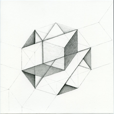 Caspar Fairhall, Folded Space, 2015, graphite and ink pencil on Arches paper, 21 x 21cm