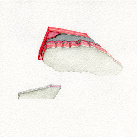 Caspar Fairhall, Strata II, 2015, watercolour on Arches paper, 21 x 21cm