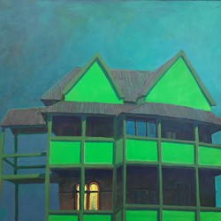 George Haynes, Midnight Moonshine (Green House), 1999, oil on canvas, 102 x 122cm