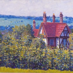 George Haynes, Cottage in Surrey, 1993, oil on board, 50 x 60cm