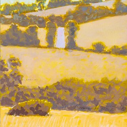 George Haynes, Across the Paddocks, 2018, gouache on paper, 32 x 23cm