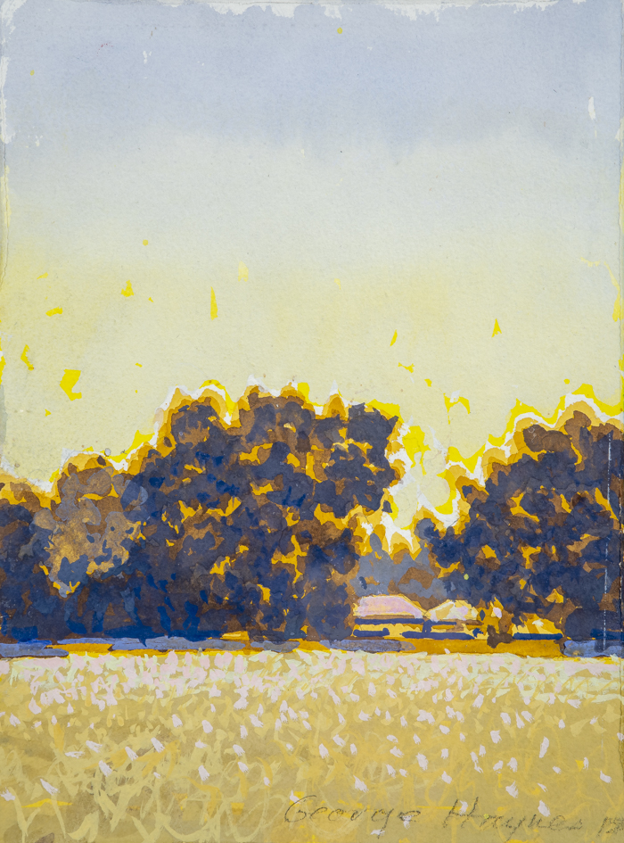 George Haynes, Across the Park, 2018, gouache on paper, 31 x 23cm