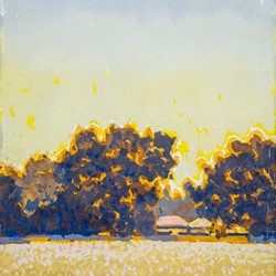 George Haynes, Across the Park, 2018, gouache on paper, 31 x 23cm