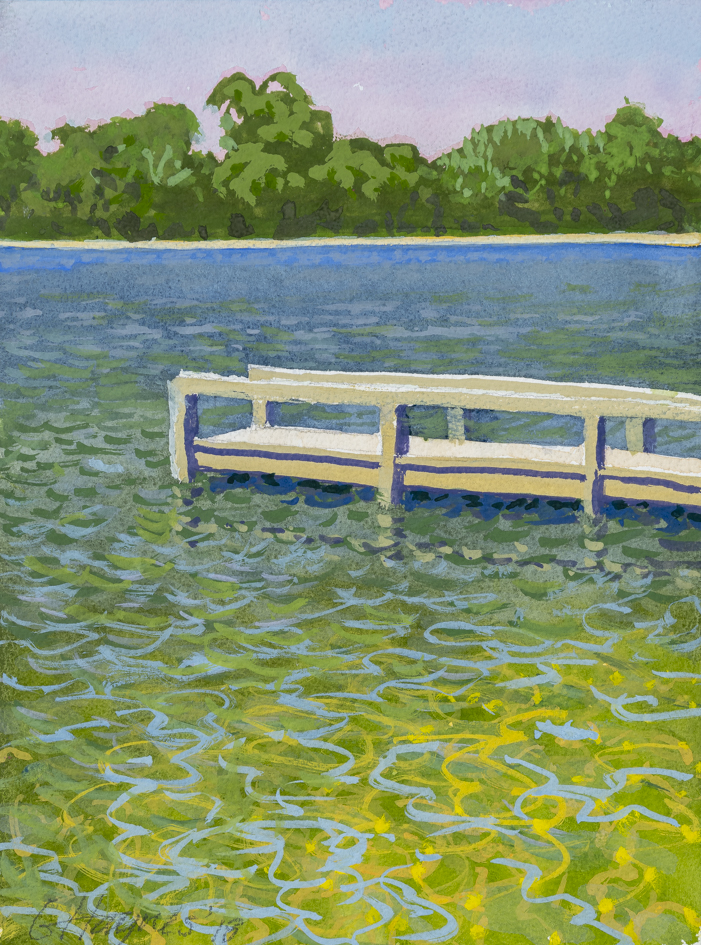 George Haynes, Across the River, 2018, gouache on paper, 31 x 23cm