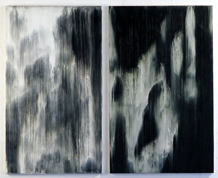 Paul Uhlmann, Islands of sleep III, oil on canvas, diptych, 107 x 66 and 107 x 61cm