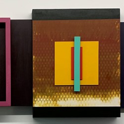 Bevan Honey and Paul Moncrieff, BHPM751, spray paint, acrylic on assembled timber and plywood panels, 40 x 50cm
