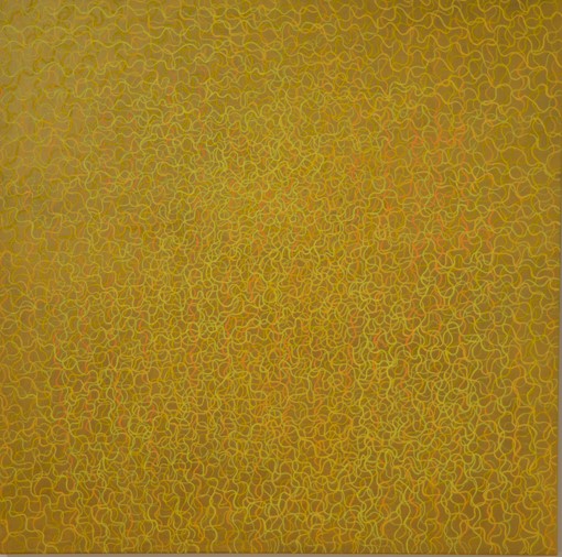Michele Theunissen, Gold Base, 2015, acrylic, ground pigment, artists' ink on canvas, 100 x 100cm