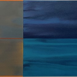 Jeremy Kirwan-Ward, Outscape/Timelime, 2018-19, acrylic on canvas, 51.5 x 154.5cm